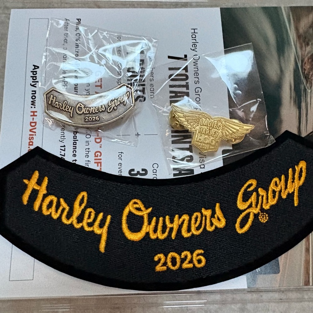 Harley-Davidson Owners Group 2026 Patch & Pin Set